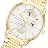 Tommy Hilfiger Hunter White Dial Gold Steel Strap Watch for Men - 1791609