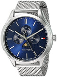 Tommy Hilfiger Oliver Quartz Blue Dial Silver Mesh Bracelet Watch for Men - 1791302