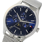Tommy Hilfiger Oliver Quartz Blue Dial Silver Mesh Bracelet Watch for Men - 1791302