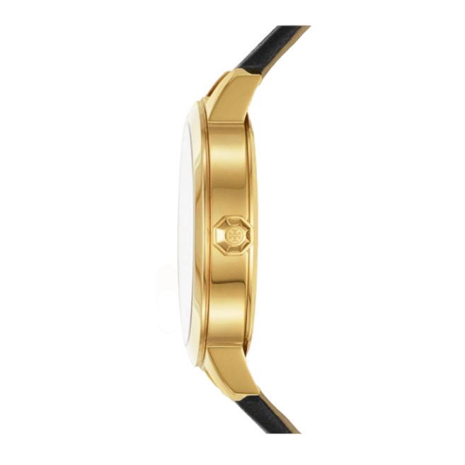 Tory Burch Collins White Dial Black Leather Strap Watch for Women - TBW1205