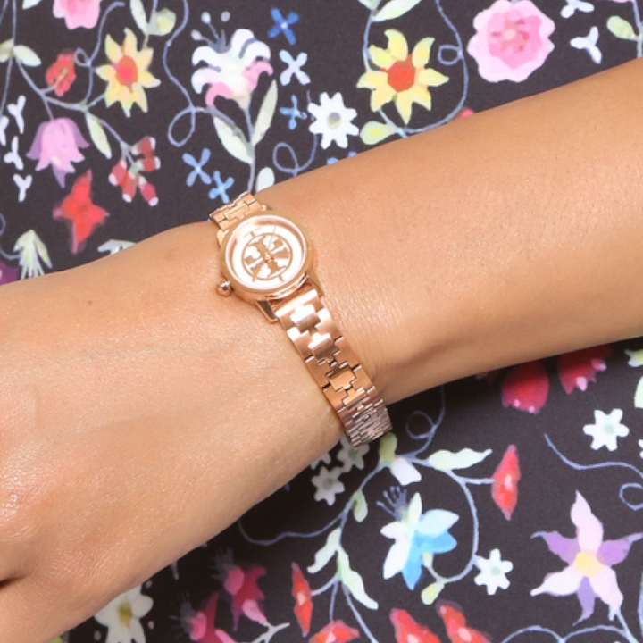 Tory Burch Reva Rose Gold Dial Rose Gold Steel Strap Watch for Women - TBW4043