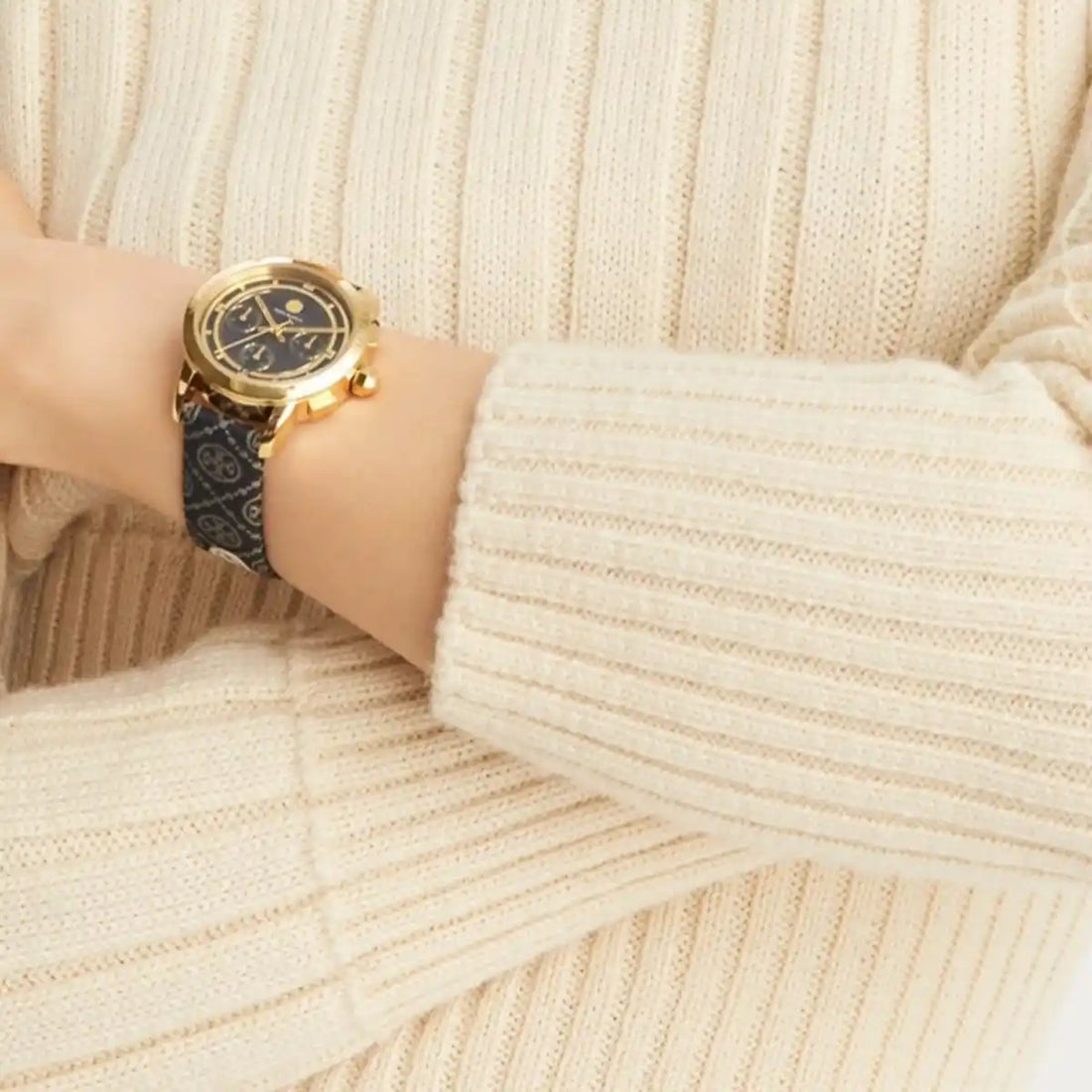 Tory Burch The Miller Chronograph Blue Dial Blue Jacquard Strap Watch for Women - TBW1038