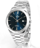 Tudor Style Automatic Blue Dial Silver Steel Strap Watch for Men - M12710-0013