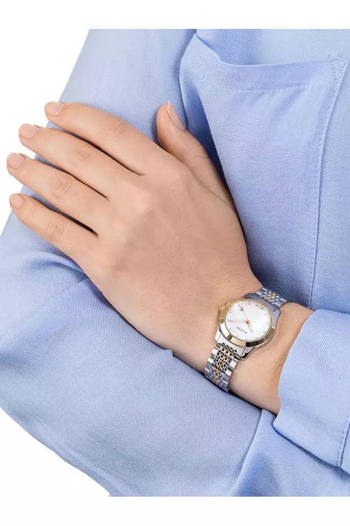 Gucci G Timeless Diamonds Mother of Pearl Dial Two Tone Steel Strap Watch For Women - YA126413