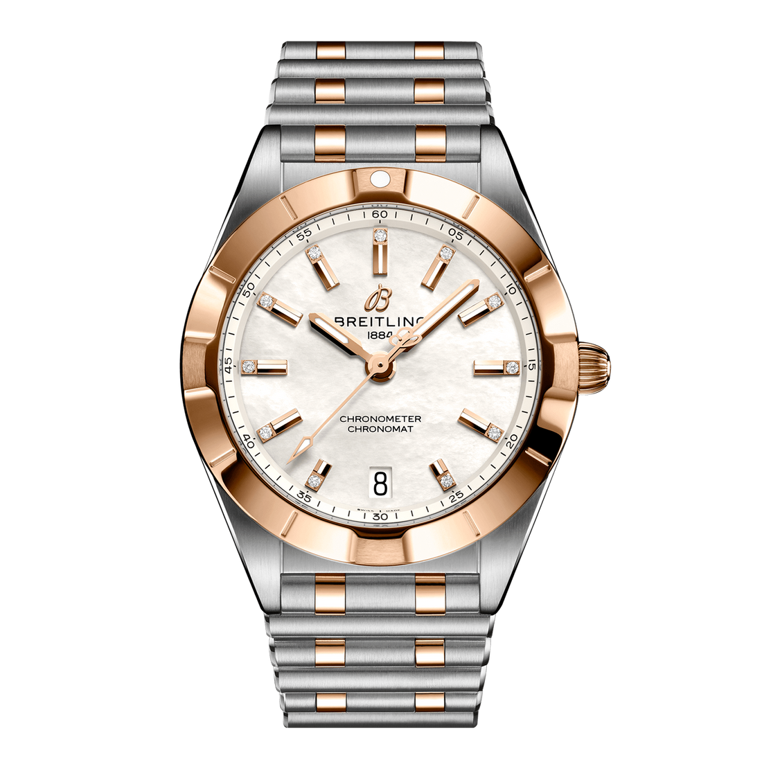 Breitling Chronomat B02 18K Red Gold White Dial Two Tone Steel Strap Watch for Men - U77310101A2U1