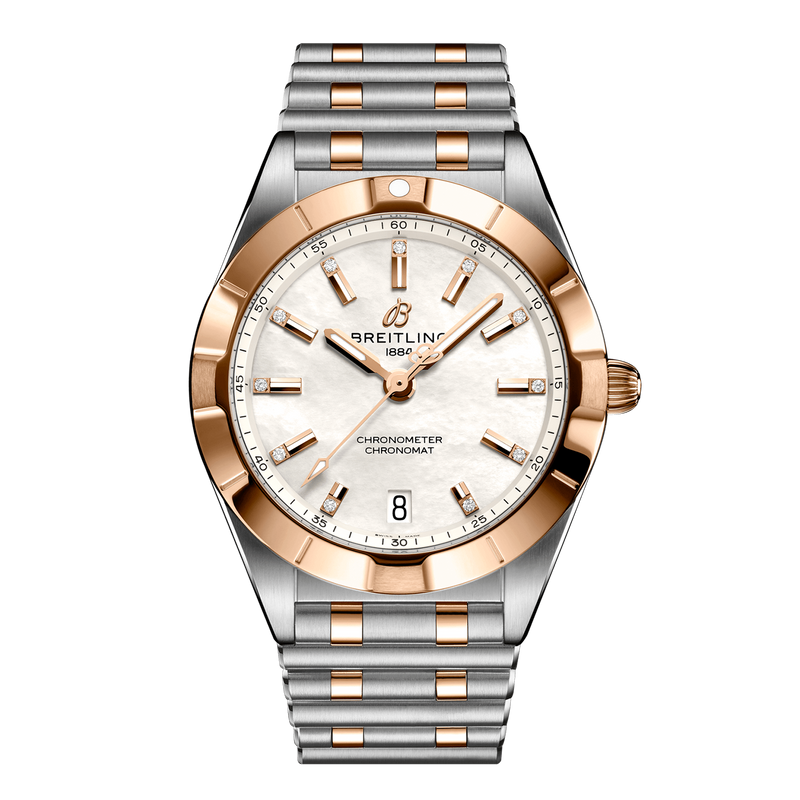 Breitling Chronomat B02 18K Red Gold White Dial Two Tone Steel Strap Watch for Men - U77310101A2U1