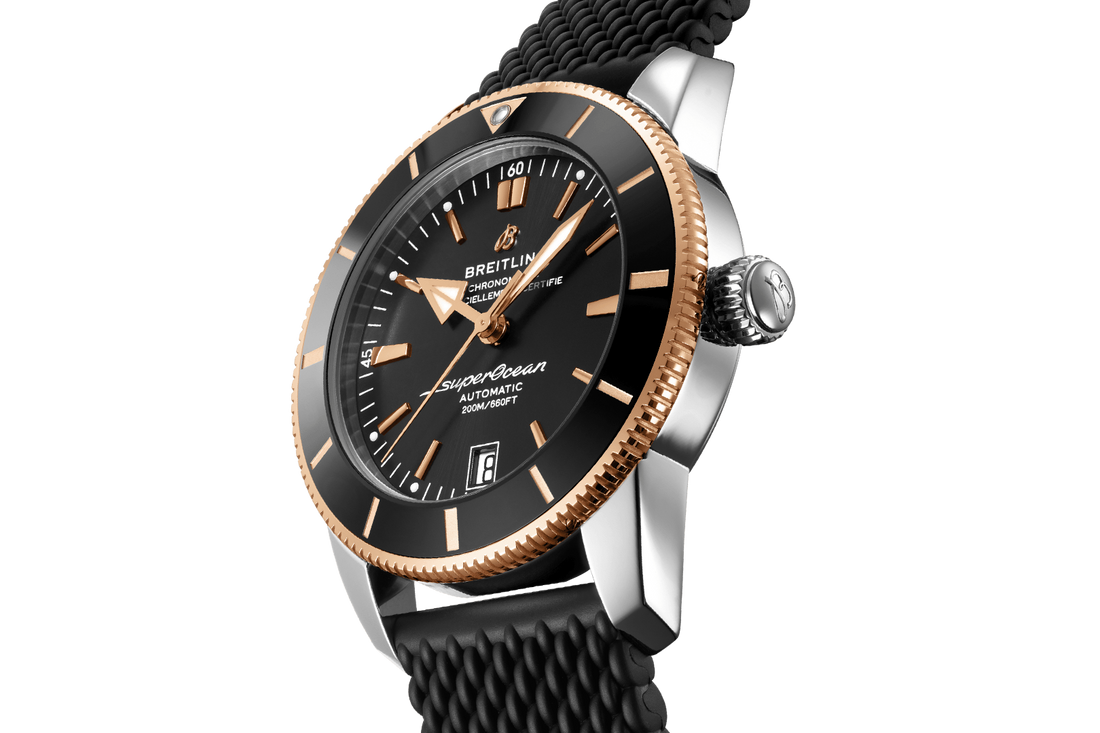 Breitling Superocean Heritage II B20 42mm Black Dial Black Mesh Bracelet Mens Watch - UB2010121B1S1