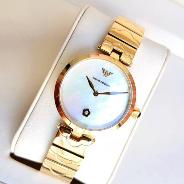 Emporio Armani Arianna Mother of Pearl Dial Gold Steel Strap Watch For Women - AR11198
