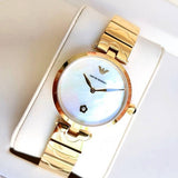 Emporio Armani Arianna Mother of Pearl Dial Gold Steel Strap Watch For Women - AR11198
