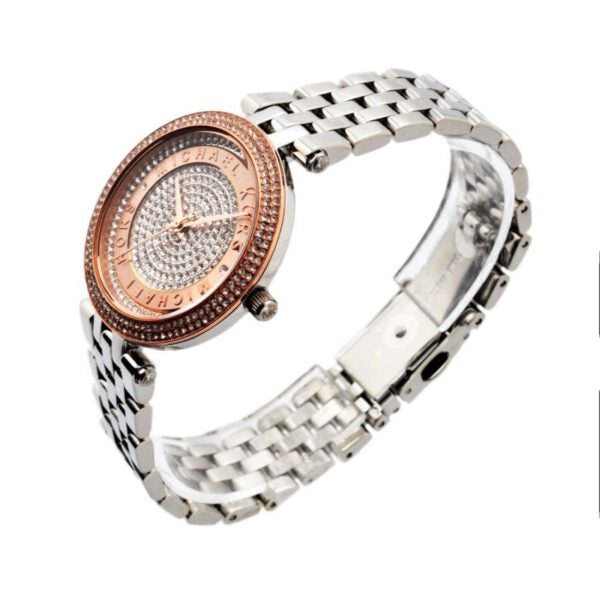 Michael Kors Darci Rose Gold Dial Silver Steel Strap Watch for Women - MK3446