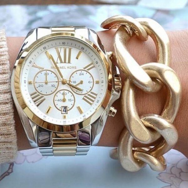 Michael Kors Bradshaw Silver Dial Two Tone Steel Strap Watch for Women - MK5627