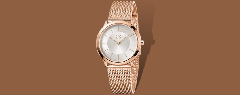 Calvin Klein Minimal White Dial Rose Gold Mesh Bracelet Watch for Women - K3M22626