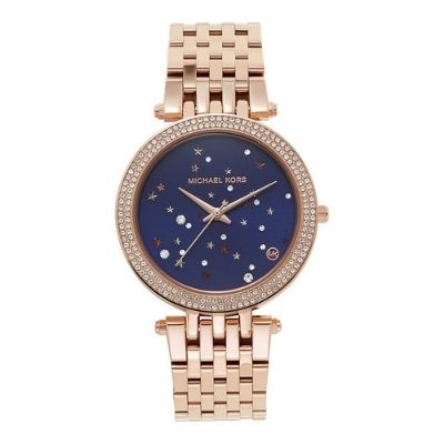 Michael Kors Darci Blue Dial Rose Gold Steel Strap Watch for Women - MK3728