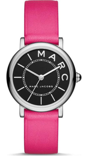 Marc Jacobs Roxy Black Dial Pink Leather Strap Watch for Women - MJ1535