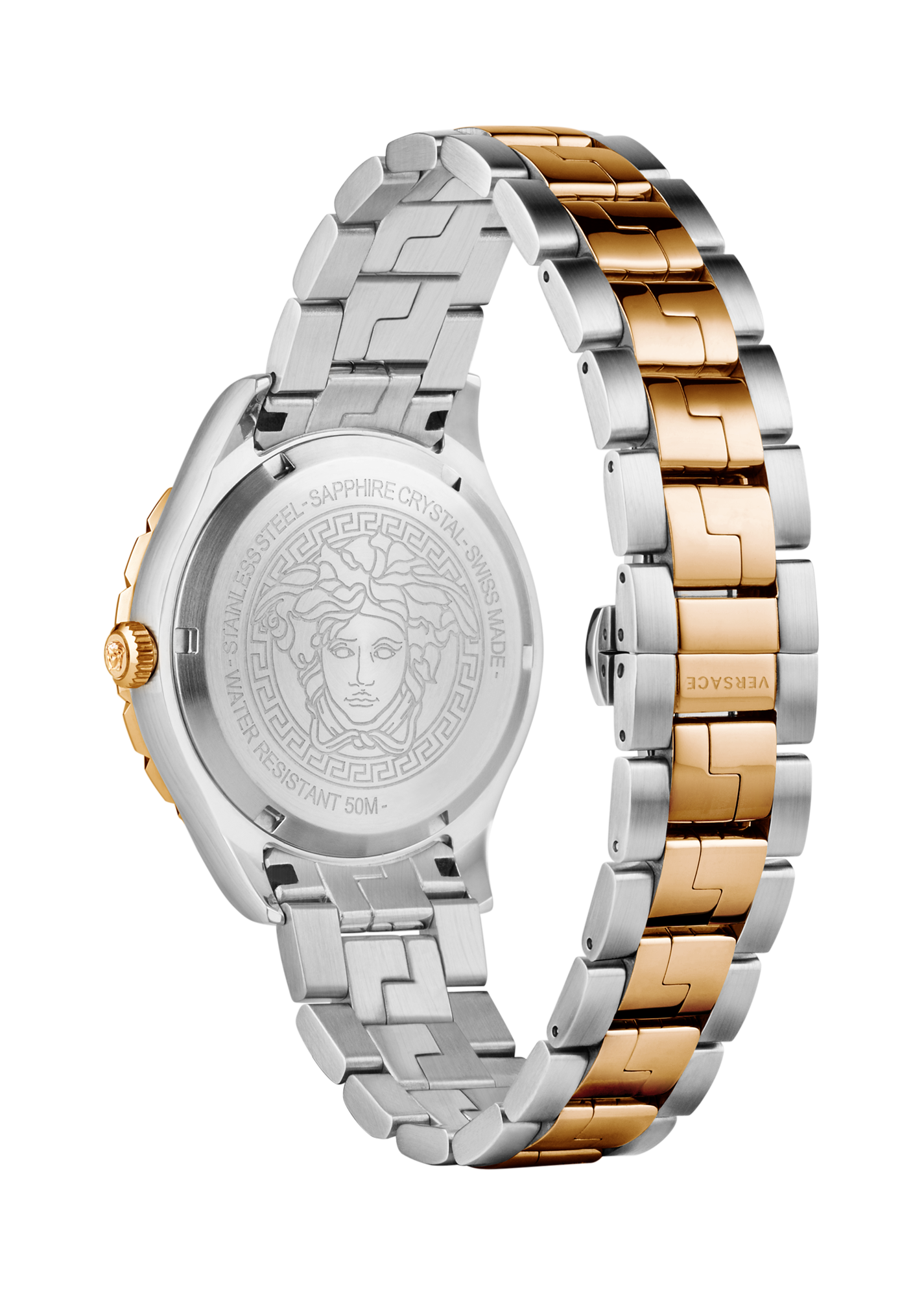 Versace Hellenyium Quartz Brown Dial Two Tone Steel Strap Watch For Men - V11040015 
