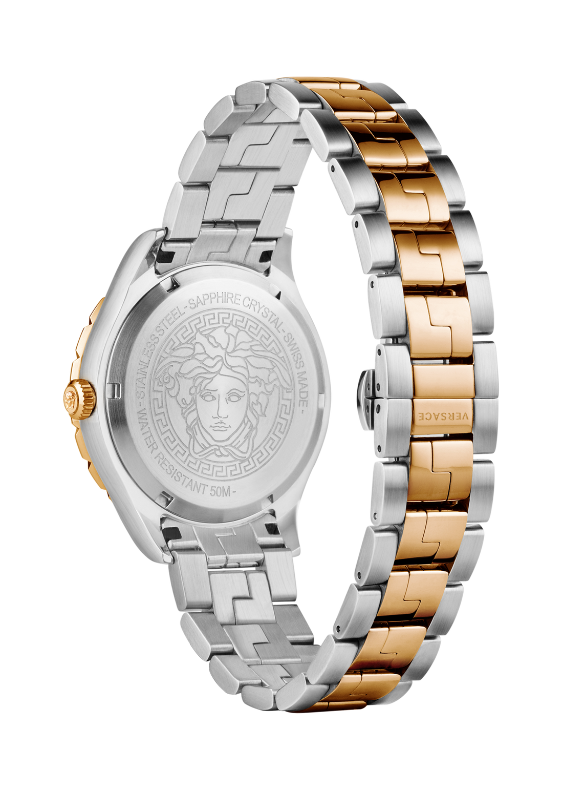 Versace Hellenyium Quartz Brown Dial Two Tone Steel Strap Watch For Men - V11040015 