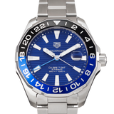 Tag Heuer Aquaracer GMT Calibre 6 Automatic Blue Dial Silver Steel Strap Watch for Men - WAY201T.BA0927