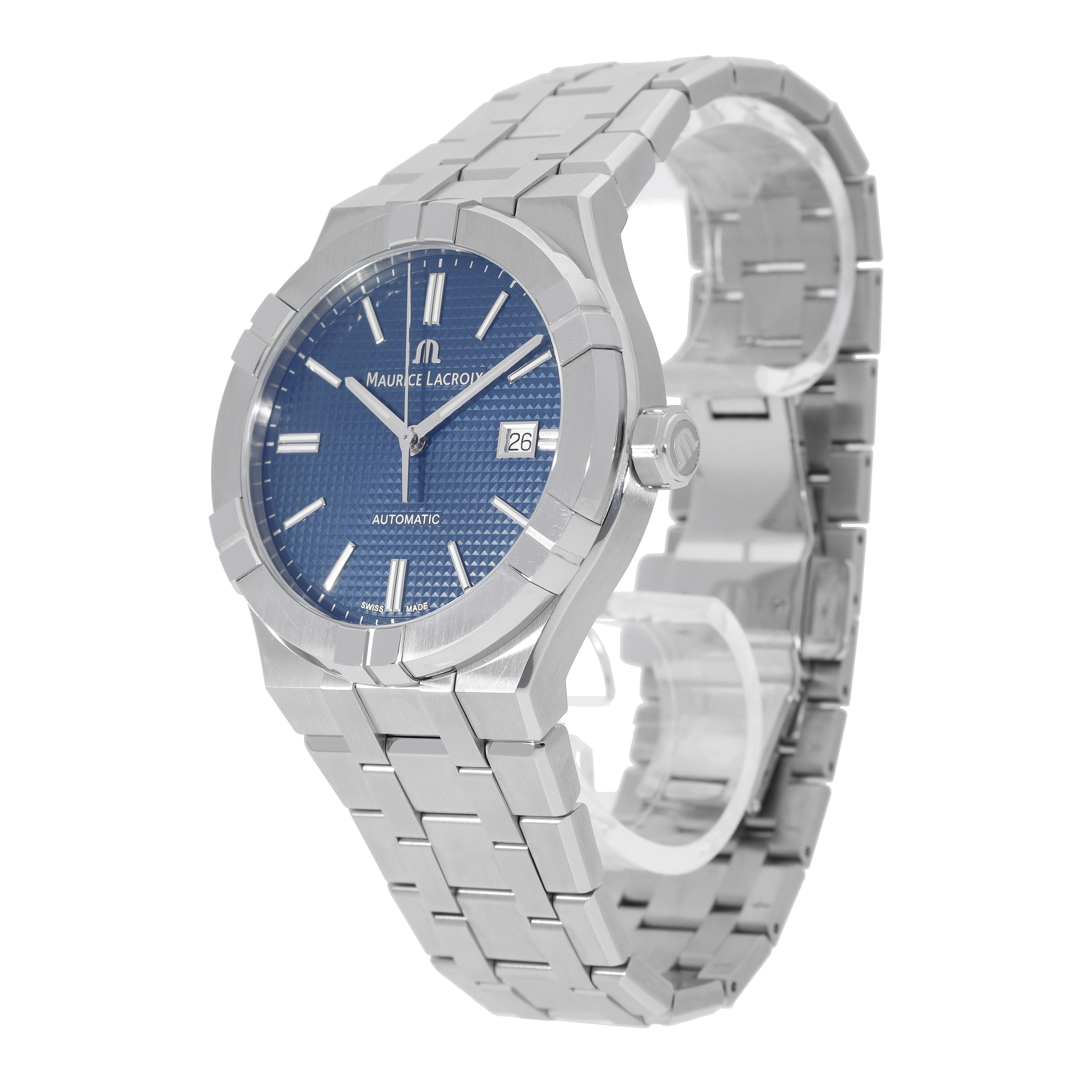 Maurice Lacroix Aikon Automatic Blue Dial Silver Steel Strap Watch For Men - AI6008-SS002-430-1