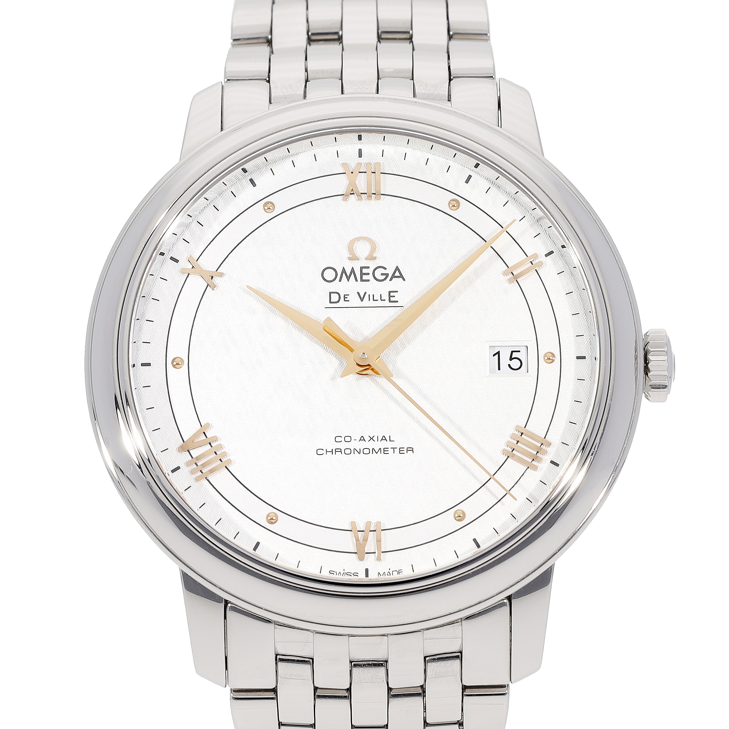 Omega De Ville Prestige Co Axial Silver Dial Silver Steel Strap Watch for Men - 424.10.40.20.02.004