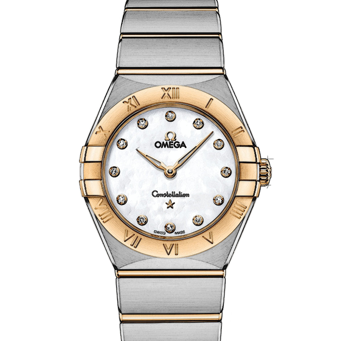 Omega Constellation Manhattan Mother of Pearl Dial Two Tone Steel Strap Watch for Women - 131.20.28.60.55.002