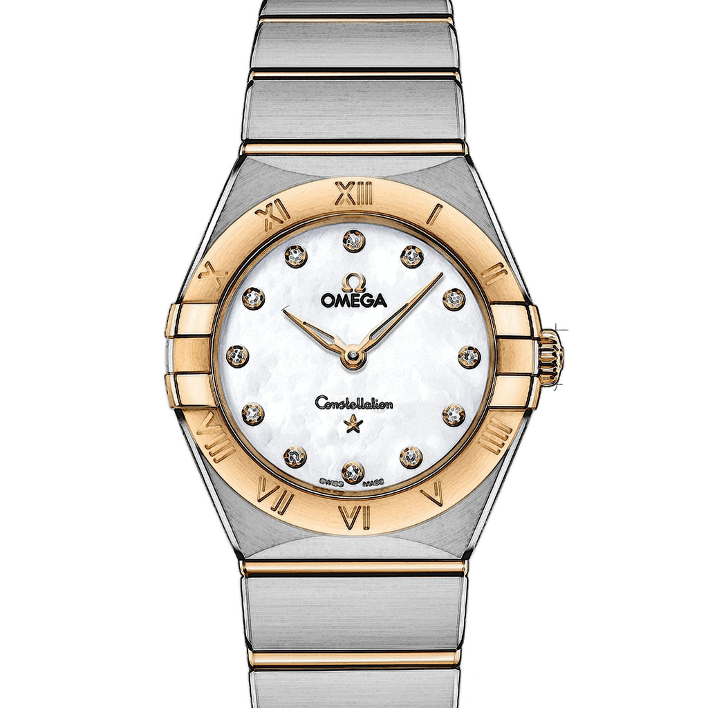 Omega Constellation Manhattan Mother of Pearl Dial Two Tone Steel Strap Watch for Women - 131.20.28.60.55.002