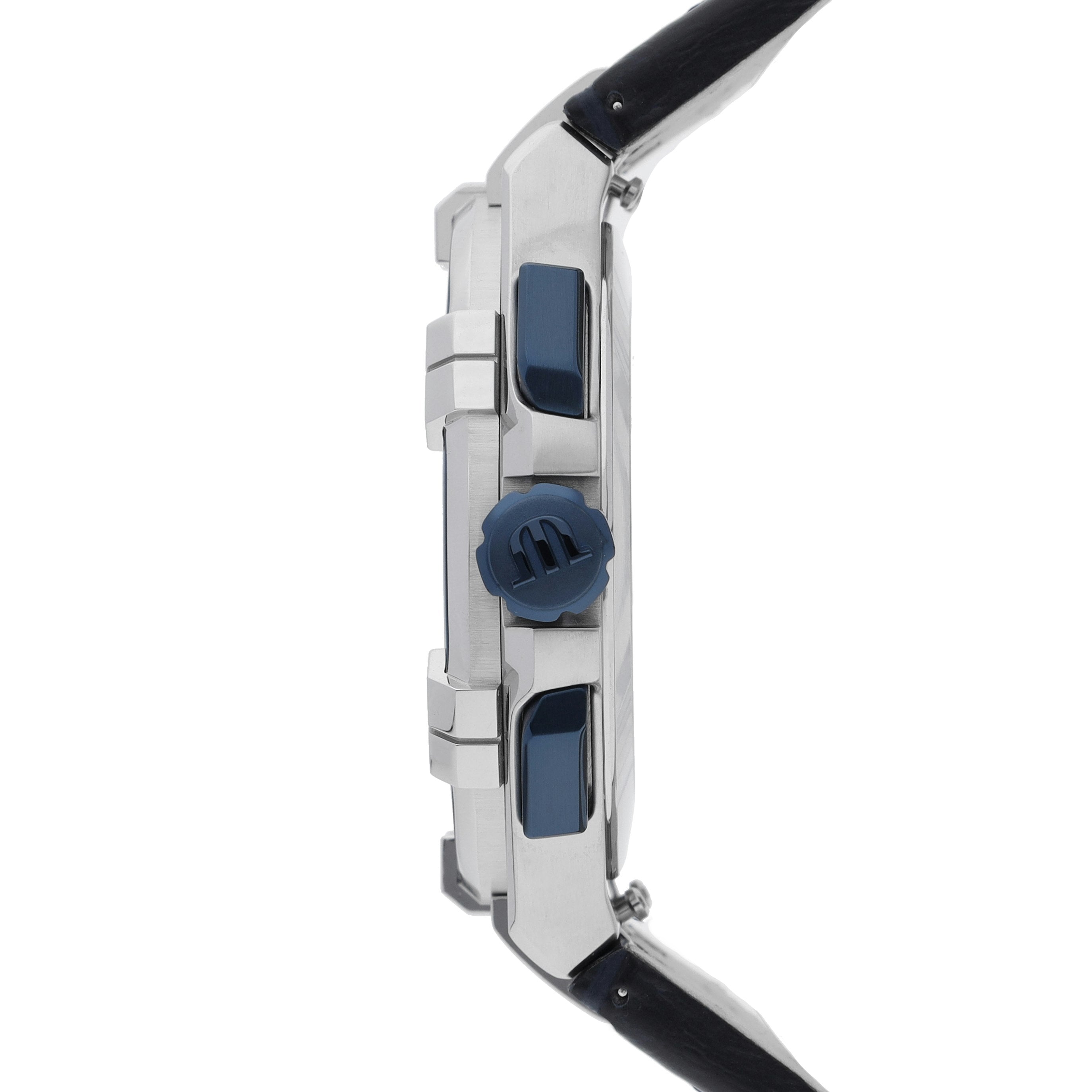 Maurice Lacroix Aikon Chronograph Blue Dial Blue Leather Strap Watch For Men - AI1018-SS001-432-4