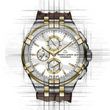 Maurice Lacroix Aikon Chronograph White Dial Brown Leather Strap Watch For Men - AI1018-PVY11-132-1