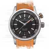 Maurice Lacroix Pontos S Diver Black Dial Orange Rubber Strap Watch For Men - PT6248-SS00L-330-J