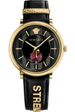 Versace V-Circle Manifesto Edition Black Dial Black Leather Strap Watch for Men - VBQ050017