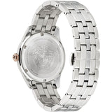 Versace Greca Time Quartz Black Dial Silver Steel Strap Watch For Men - VE3K00322