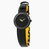 Versace V-Flare Quartz Black Dial Black Leather Strap Watch for Women - VEBN00518