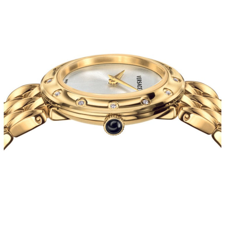 Versace V-Flare Quartz Silver Dial Gold Steel Strap Watch for Women - VEBN00818