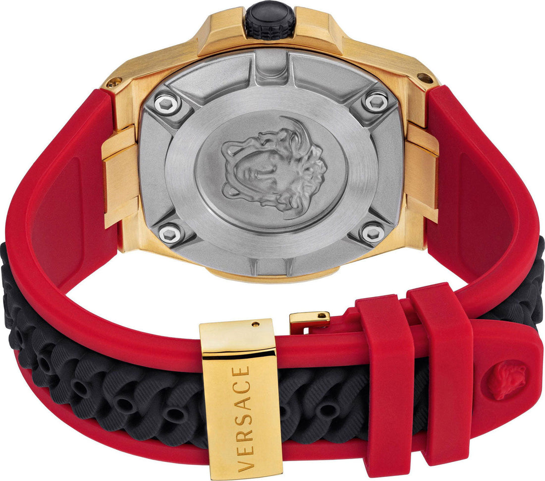 Versace Chain Reaction Quartz Black Dial Red & Black Rubber Strap Watch for Men - VEDY00319