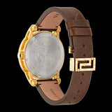 Versace Code Quartz Blue Dial Brown Leather Strap Watch For Men - VEPO00220