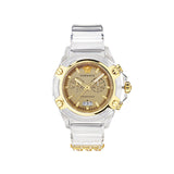 Versace Icon Active Chronograph Gold Dial White Silicone Strap Watch for Men - VEZ700121