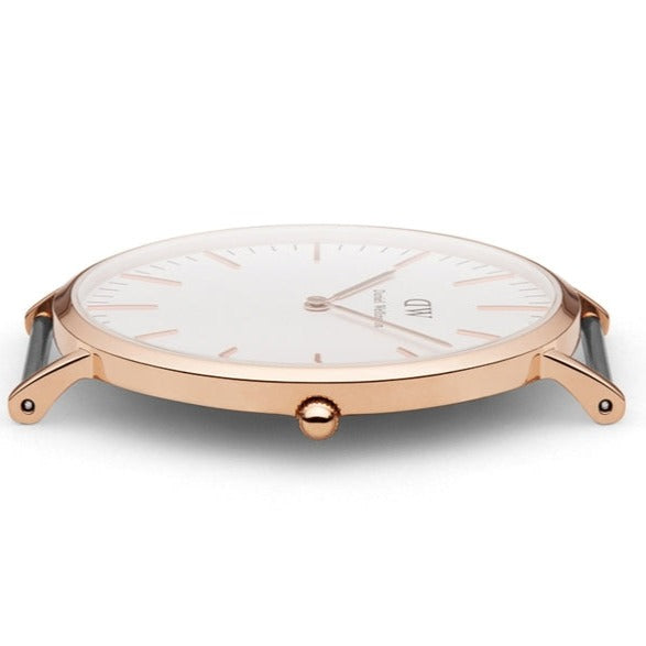 Daniel Wellington Classic Bristol White Dial Brown Leather Strap Watch For Men - DW00100009