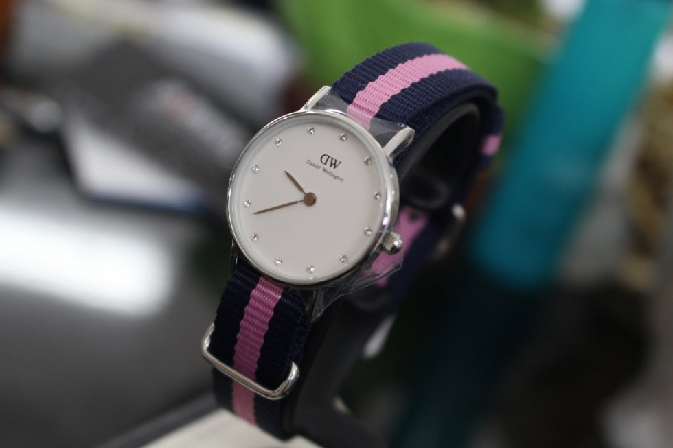 Daniel Wellington Classy Winchester White Dial Two Tone NATO Strap Watch For Women - DW00100073