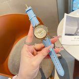 Versace V-Motif Grey Dial Blue Leather Strap Watch for Women - VERE00318