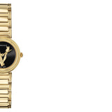 Versace V Virtus Quartz Black Dial Gold Steel Strap Watch For Women - VET300121