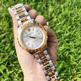 Versace Hellenyium Silver Dial Two Tone Steel Strap Watch for Women - V12030015