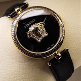 Versace Palazzo Empire Black Dial Black Leather Strap Watch for Women - VCO020017
