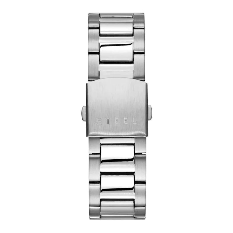 Guess Exec Quartz Silver Dial Silver Steel Strap Watch for Men - W0075G3
