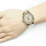 Guess Viva Diamonds Silver Dial Two Tone Steel Strap Watch for Women - W0111L5