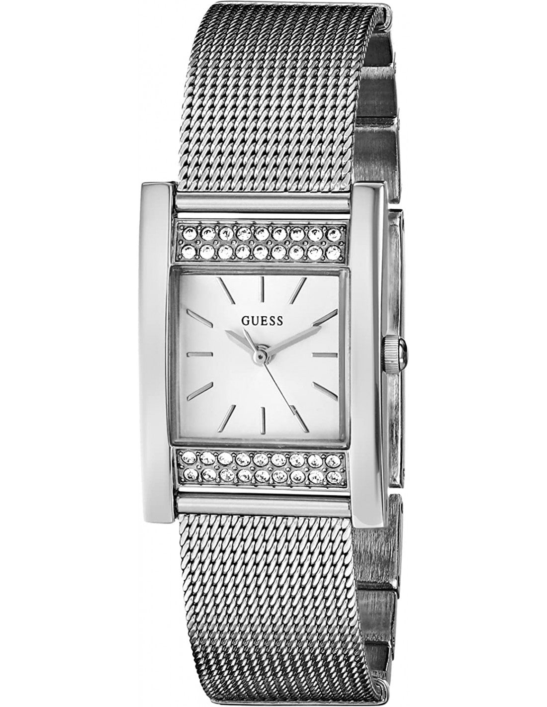 Guess Nouveau Diamonds Silver Dial Silver Mesh Bracelet Watch for Women - W0127L1
