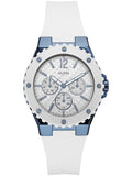 Guess Overdrive Chronograph White Dial White Rubber Strap Watch for Women - W0149L6