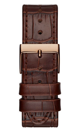 Guess Limelight Analog White Dial Brown Leather Strap Watch For Women - W0775l14