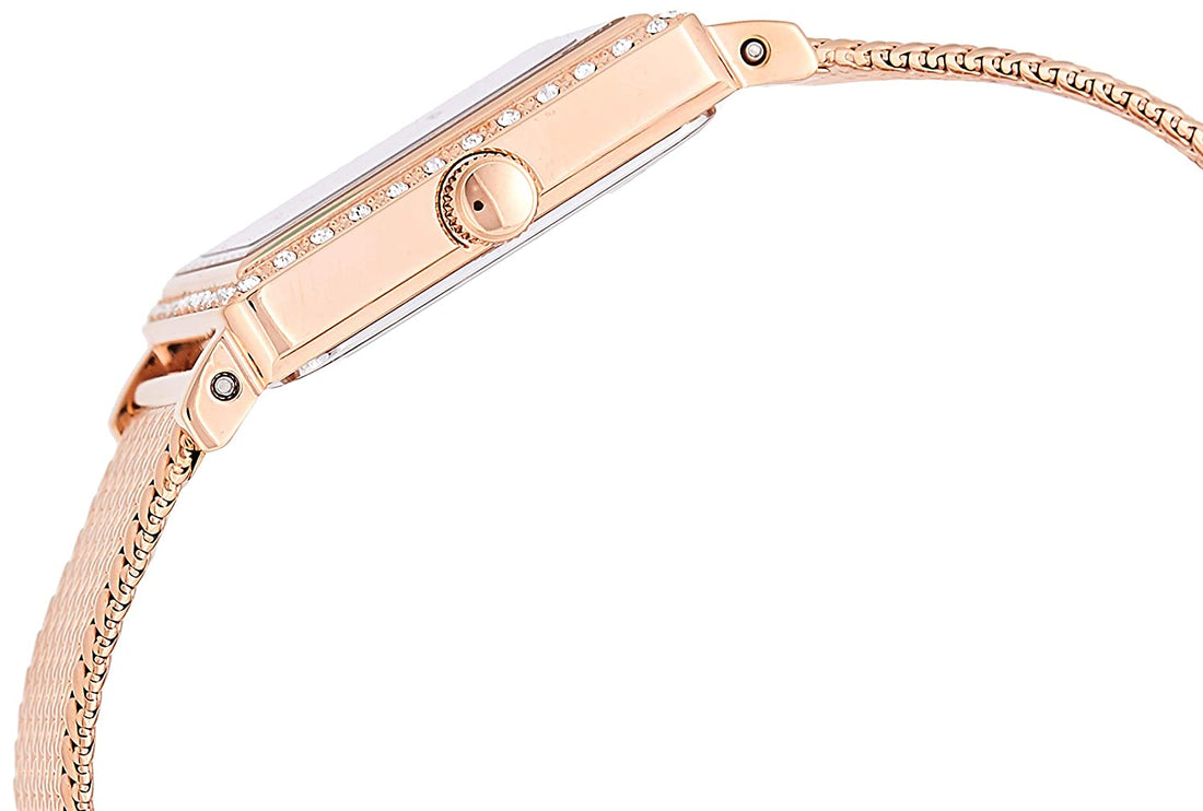 Guess Highline Off White Dial Rose Gold Stainless Steel Mesh Strap Watch For Women - W0826L3