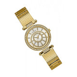 Guess Muse Crystals White Dial Rose Gold Steel Strap Watch For Women - W1008L2