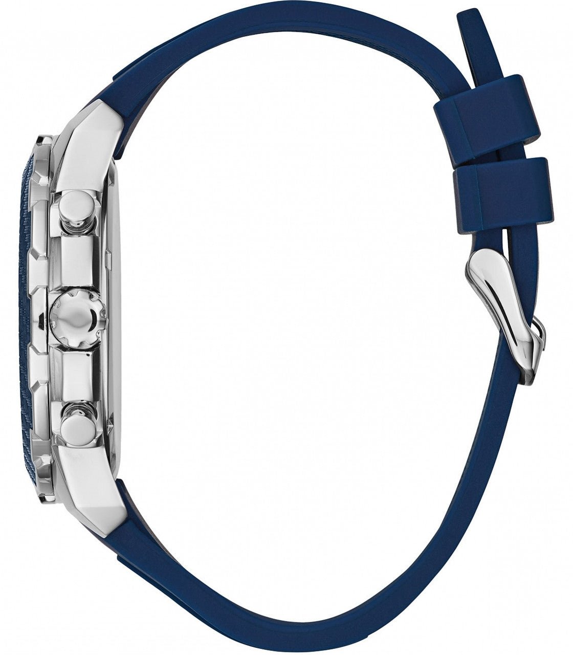 Guess Octane Chronograph Black Dial Blue Rubber Strap Watch For Men - W1047G2