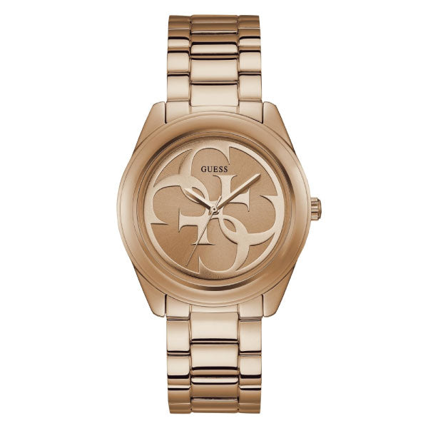 Guess G-Twist Rose Gold Dial Rose Gold Steel Strap Watch for Women - W1082L3